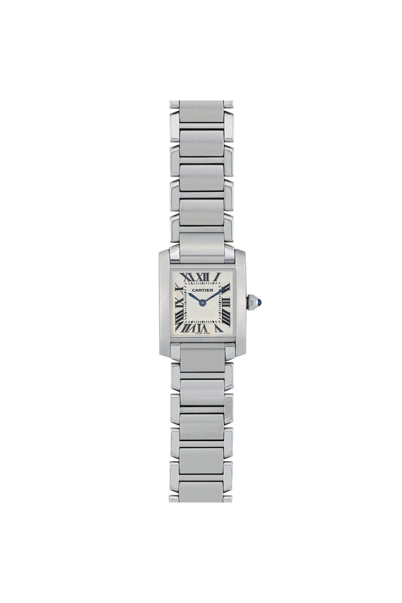 Pre-Owned Cartier Tank Franaise 20MM W51008Q3 Silver Roman Dial Stainless Steel Bracelet