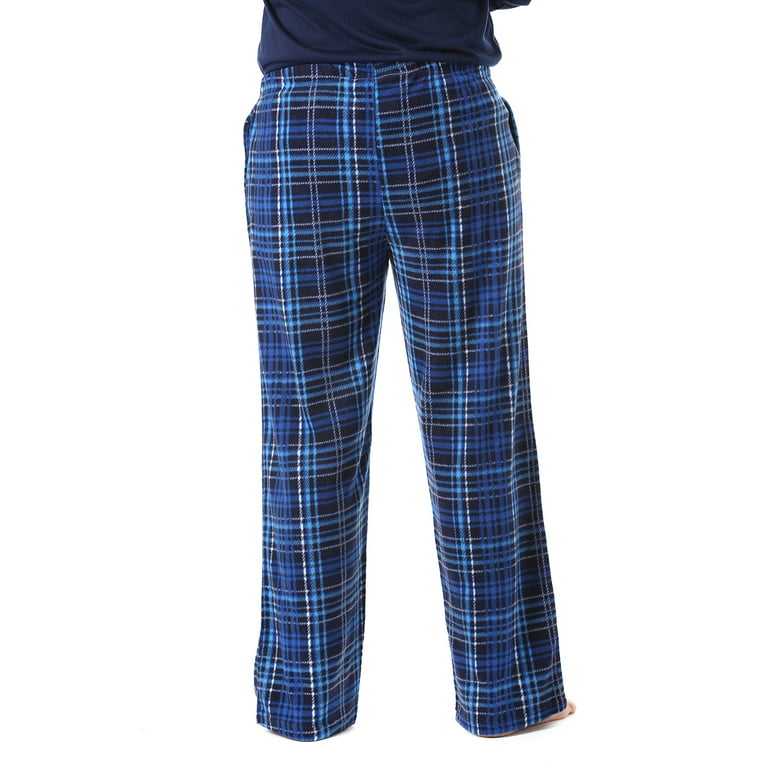 #followme Microfleece Men’s Buffalo Plaid Pajama Pants with Pockets (Blue  Plaid, Medium)