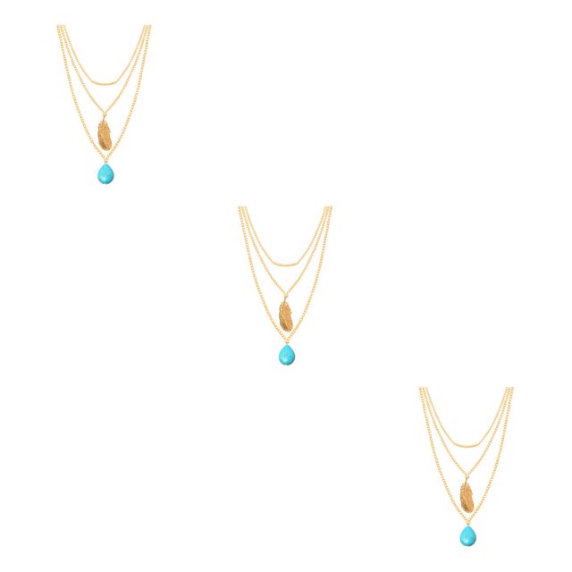 Jumpingount Collar de aleación para niñas, adorno para el cuerpo, colgante de joyería, adorno colgante, collares de piedra multicapa, Type1 NO1