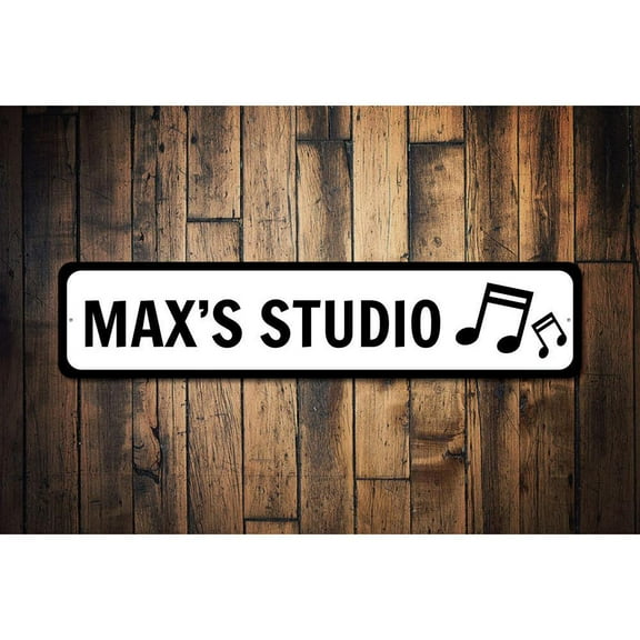 Music Studio Novelty Decor, Metal Wall Sign - 4x18 Inches