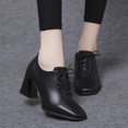 thumbnail image 6 of NOKIO Lace-up Pointed Toe Comfortable Low Heel Dress Booties Women Ankle Boots Fashion Simple Fashion Solid Color Comfortable Thick Heel Square Sleek Women'S Minimalist Ankle Boots, 6 of 9