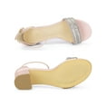 thumbnail image 4 of BLISSFUL STEP Glittering Ankle Strap Block Heel Open Toe Sandals for Women Pink 6, 4 of 7