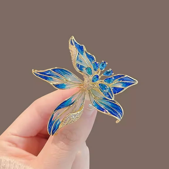 French iris brooch 1 piece female exquisite crystal brooch design pin suit coat decoration