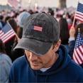 thumbnail image 2 of Minjewel Unisex Retro Baseball Cap Distressed Washed Casual Hat With Flag Letter Print "We The People" Vintage Style For Everyday,Black, 2 of 6