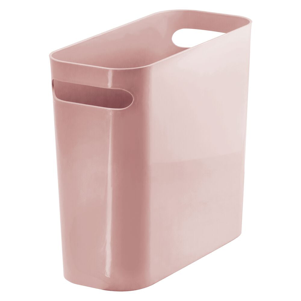 Peach mDesign Slim Plastic Trash Can Garbage Wastebasket 12" High 2 Pack 