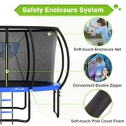 GVDV Outdoor Trampoline, 12' Backyard Recreational Trampoline with Enclosure for Kids & Adults