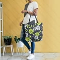 thumbnail image 4 of FORMRS Womens Canvas Tote Bag with Zipper Inner Pocket Shoulder Handbag, White Flower Pattern, 4 of 7