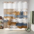thumbnail image 6 of No Hook Shower Curtain, Brown Blue Abstract Shower Curtains for Bathroom with See Through Top Window, Ombre Vintage Oil Painting Modern Art Waterproof & Washable Bath Curtain Standard 72"x72", 6 of 9