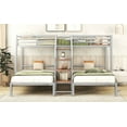 thumbnail image 5 of Clearance! Metal Twin over Twin & Twin Bunk Bed, Triple Bunk Bed with Storage Shelves Staircase, Silver, 5 of 9