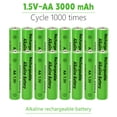 thumbnail image 2 of 16 Pcs 1.5V 3000mAH Alkaline Rechargable Batteries for Razor, Flashlight, Wireless Microphone(AA Size), 2 of 9