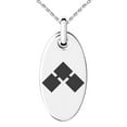 thumbnail image 1 of Stainless Steel Saito II Samurai Crest Engraved Small Oval Charm Pendant Necklace, 1 of 1