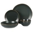 thumbnail image 2 of Gibson Home Hazeltine 16 Piece Plates and Bowls Dishes Stoneware Ceramic Dinnerware Set - Black, 2 of 11