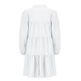 thumbnail image 5 of SMihono Fashion Women's 2025 Spring Cute Babydoll Ruffle Hem Puff Sleeve Dress Loose Plus Size Shirt Dresses Buttons Lapel Pleated Dress White 10, 5 of 6