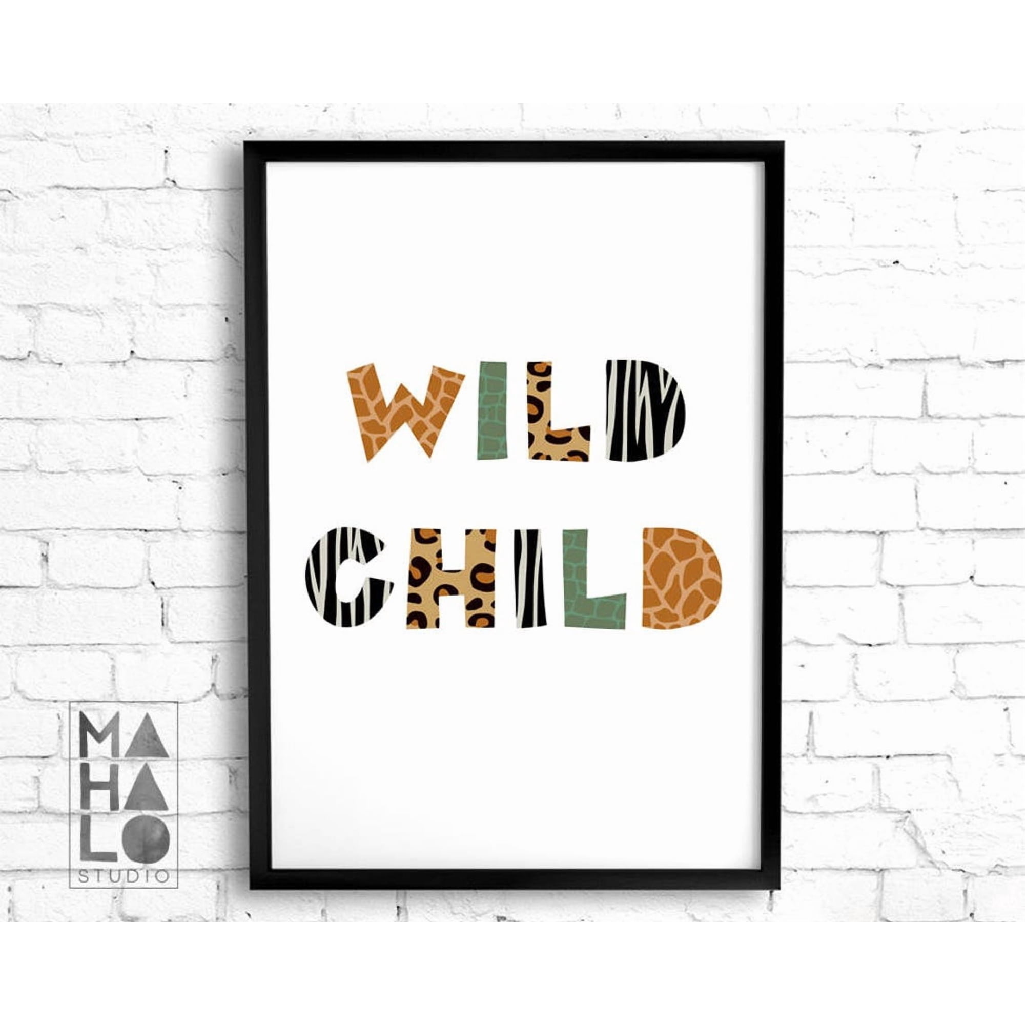 Wild Child Wall Art Print Zebra Jungle Safari Nursery Decor Unframed Paper Print