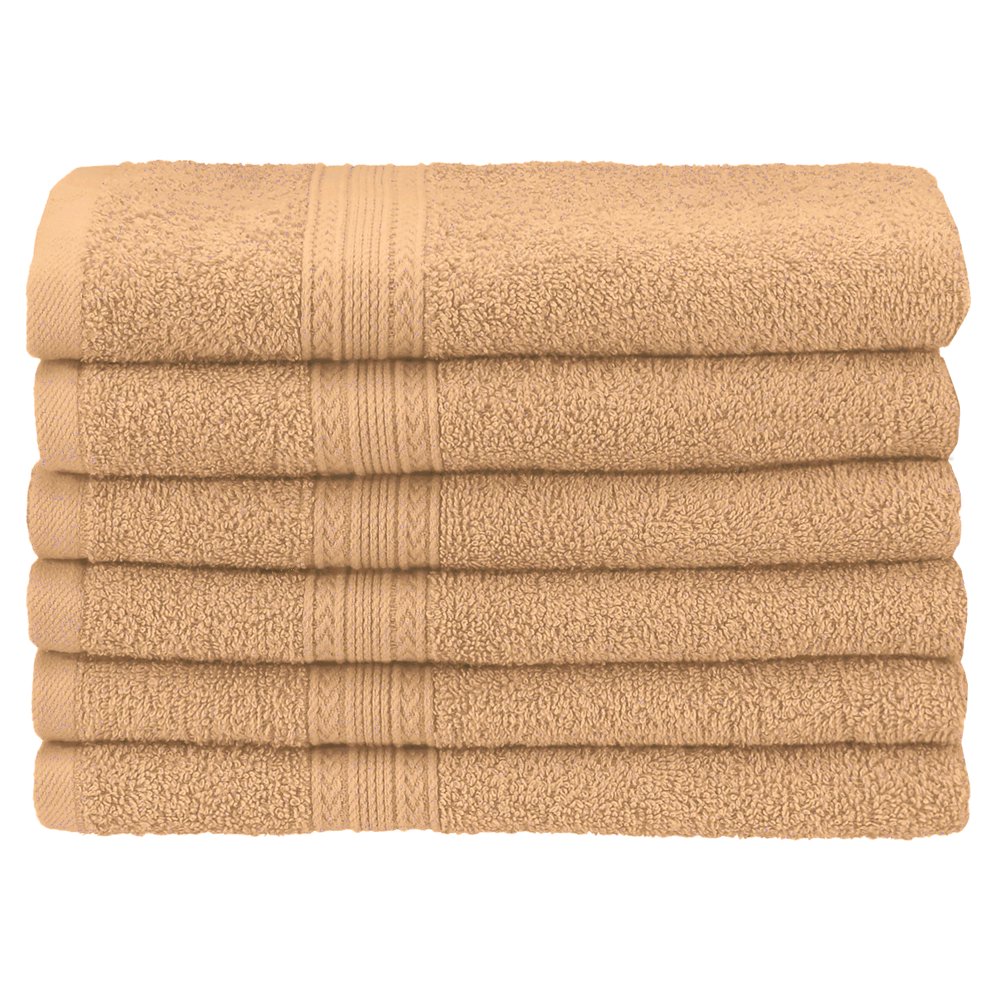 EcoFriendly 6Piece Cotton Hand Towels, Camel