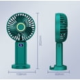 thumbnail image 3 of Ventilador de mano, mini ventilador portátil recargable por USB, pequeño ventilador de bolsillo de 5 velocidades con base rosa, 3 of 5