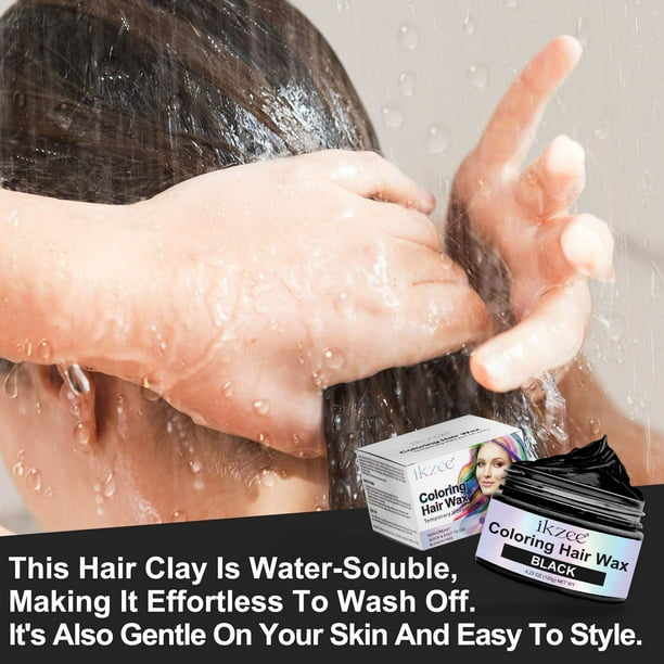 ikzee Coloring Hair Wax, Black - Hair Styling Clay Washable