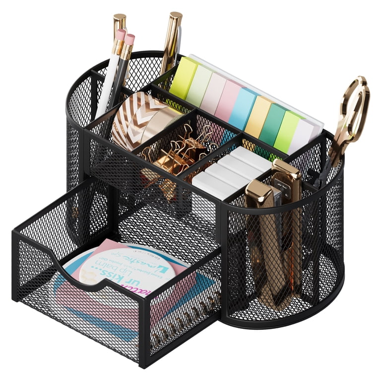 GARITIN Desk Organizer With Drawers, Black Mesh photo 2