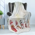 thumbnail image 4 of Christmas Soft Flannel Fleece Throw Blanket, Depiction with Snowman and Falling Snow Ice Frozen Blizzard Themed Art Print, Cozy Plush for Indoor and Outdoor Use, 60" x 80", Multicolor, by Ambesonne, 4 of 5