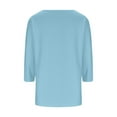 thumbnail image 5 of Royisotas Casual Women's Plus Size Tops 3/4 Sleeve Solid Color Light Blue Summer TShirts Loose Fashion V-Neck Shirts, 5 of 6