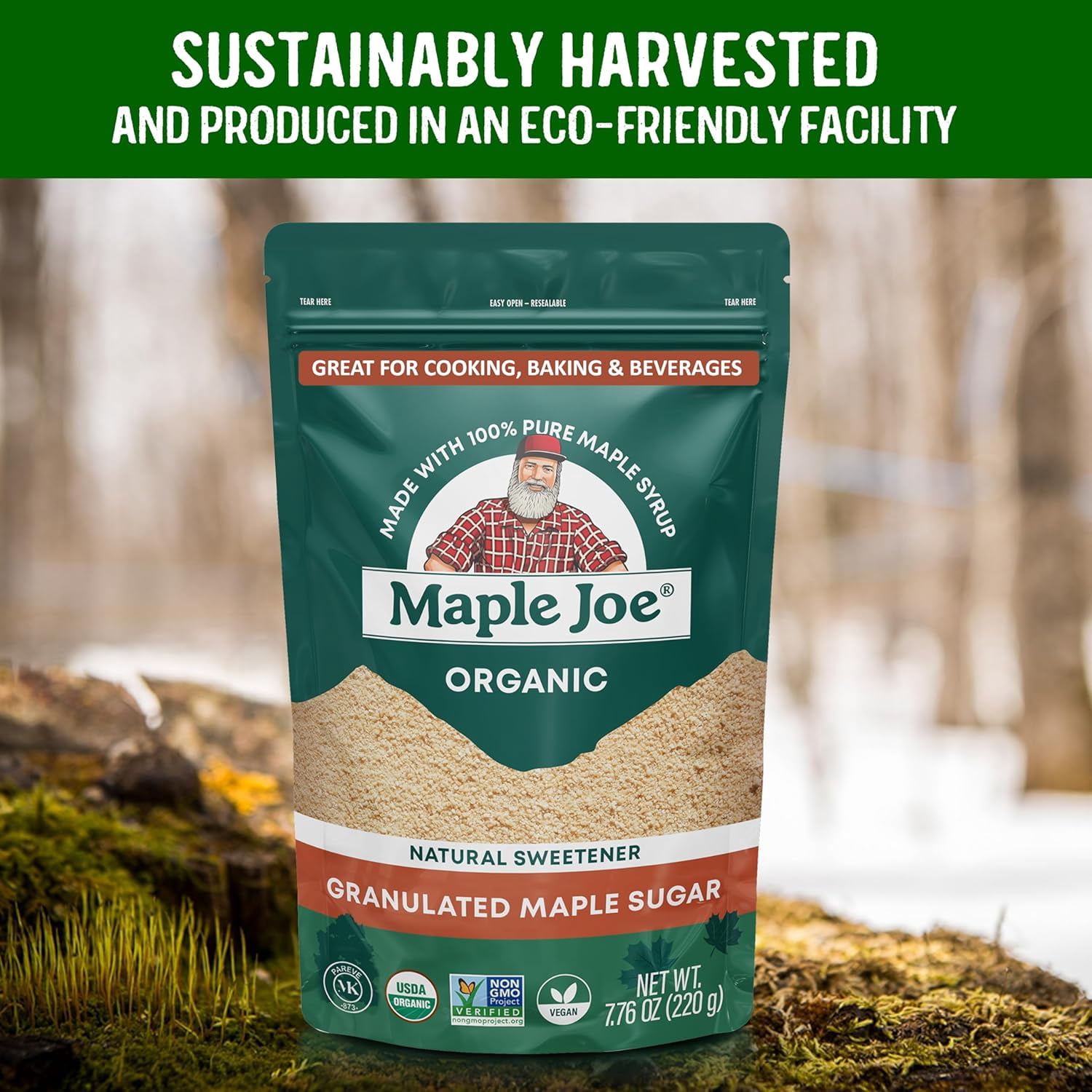 Pack of 12, Maple Joe Organic Granulated Maple Sugar, 7.76 oz