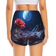 thumbnail image 4 of Running Shorts for Women, Artistic Moon Rose Workout Athletic Shorts with Pockets, Lounge Yoga Shorts Women, 4 of 7