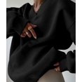 thumbnail image 5 of Women'S V Neck Oversized Sweatshirts Casual Drop Shoulder Long Sleeve Pullover Tops Black XL, 5 of 9