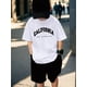 thumbnail image 1 of Boys' White Casual Short Sleeve Tee with Bold Black Letter Print, Round Neck, Breathable & Stretchy Fabric for All-Season Comfort, School Attire | Trendy Urban Tee, 1 of 6