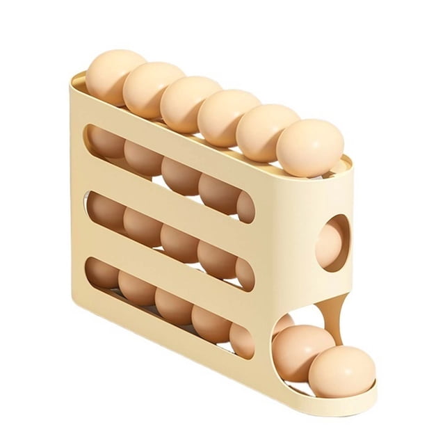 Caja de almacenamiento de huevos con tobogán transparente Caja de almacenamiento de huevos con escalera de 4 capas Refrigerador Puerta lateral Dispositivo de enrollado automático de gran capacidad