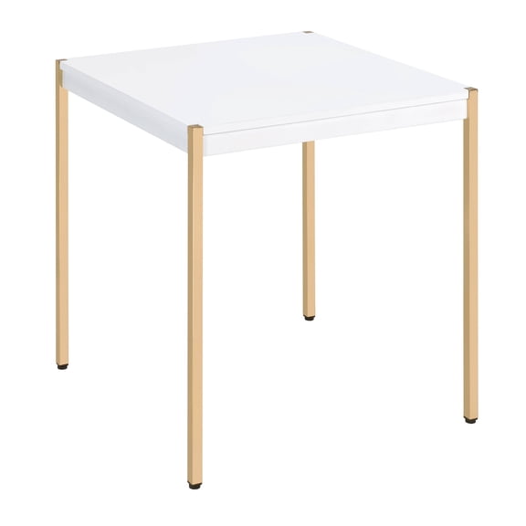 Dtwnek Square End Table Coffee Table for Living Room, Office, White Gold