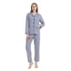 thumbnail image 5 of Apparonia S S Conjuntos de Pijama para Mujer Ropa de Dormir de Algodón Camisa de Manga Larga con Botones Al Frente y Pantalón Ropa de Dormir Cuello con Solapa Pjs Conjuntos de Descanso Rayas Azule, 5 of 6