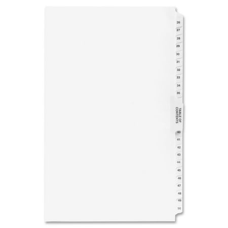Kleer-Fax 80000 Series Side Tab Index Divider - 25 Printed Tab(s) - Digit - 26-50 - 8.50" Divider Width x 14" Divider Length - Legal - White Divider - 25 / Pack