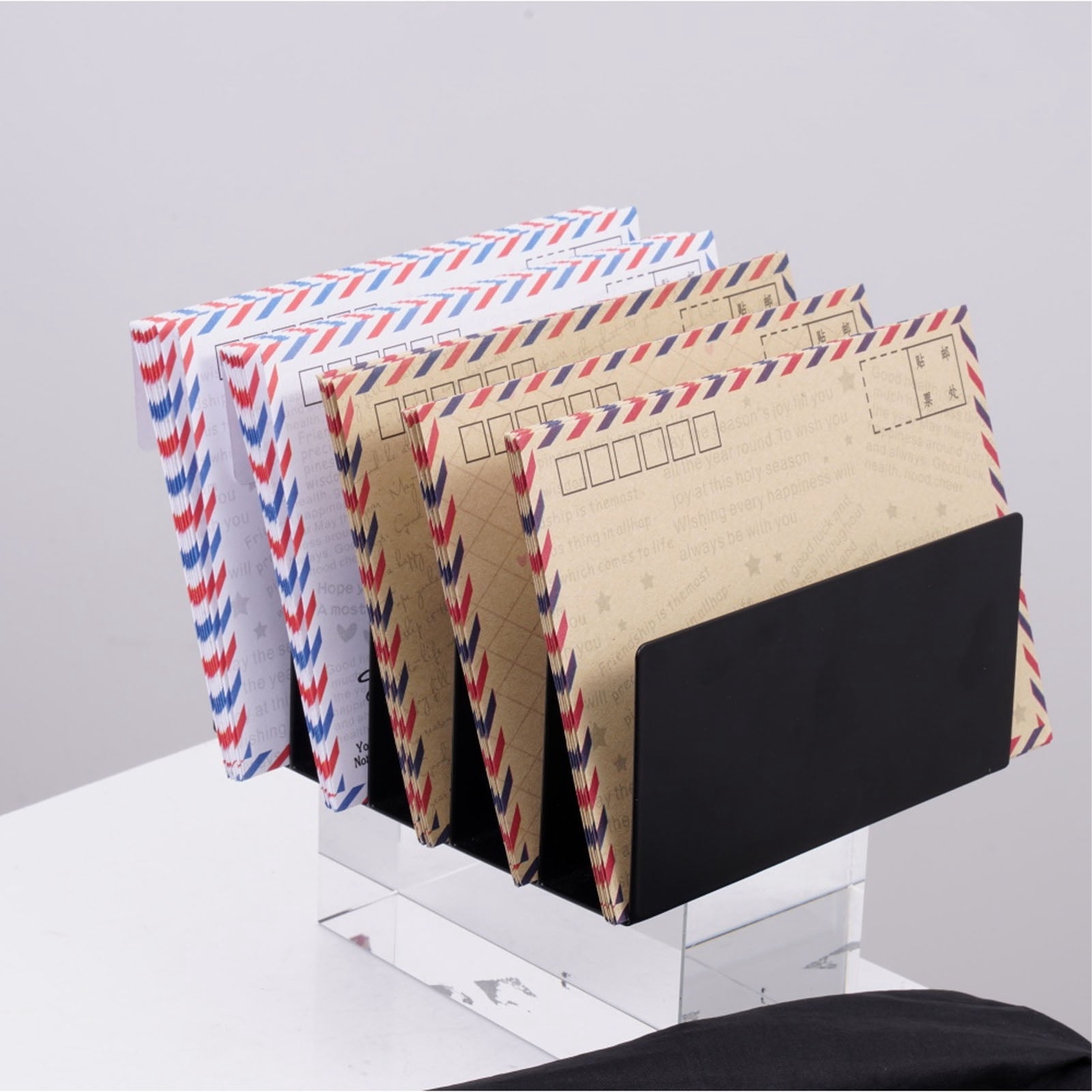 Riousery Desktop File Organizer 5 Compartment Iron Portable File Sorter Heavy Duty Metal Mail Holder for Home Office Work Study, Black (19x17x8 cm / 7.48x6.69x3.15 in)