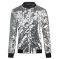 thumbnail image 1 of Women's Sequin Jacket Casual Long Sleeve Front Zip Party Bomber Blazer3XL, 1 of 4