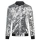 thumbnail image 1 of Women's Sequin Jacket Casual Long Sleeve Front Zip Party Bomber BlazerM, 1 of 4