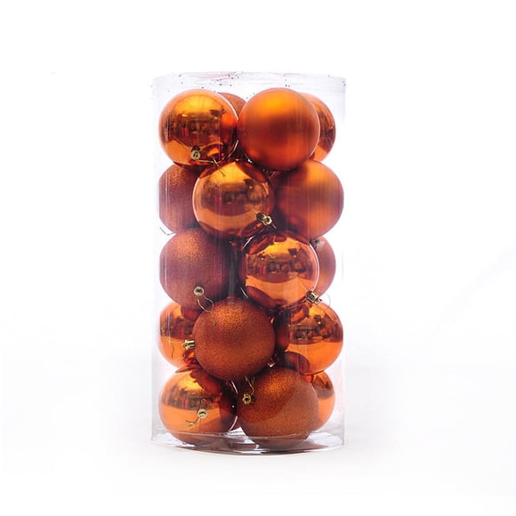 Yhmxh Décorations de Noël, Boules de Noël en Plastique 24 Pcs de 4cm Boules Électroplaquées Décoration de Noël Boules Suspendues Emballage Baril Boules de Noël The Ball