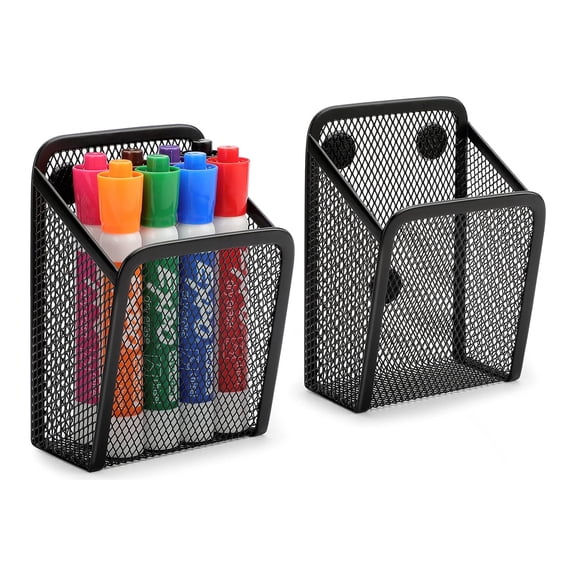 Magnetic Pencil Holder,Mesh Stainless Steel Pen Basket, Metal Writing Utensil Storage Organizer for Whiteboard,Blackboard,Kitchen, Locker, Home, or Office（1 pcs）