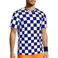 thumbnail image 2 of T Shirt For Men Blue And White Checkerboard Sports T-Shirt Racing Flag Checkered Popular T-Shirts Me, 2 of 7
