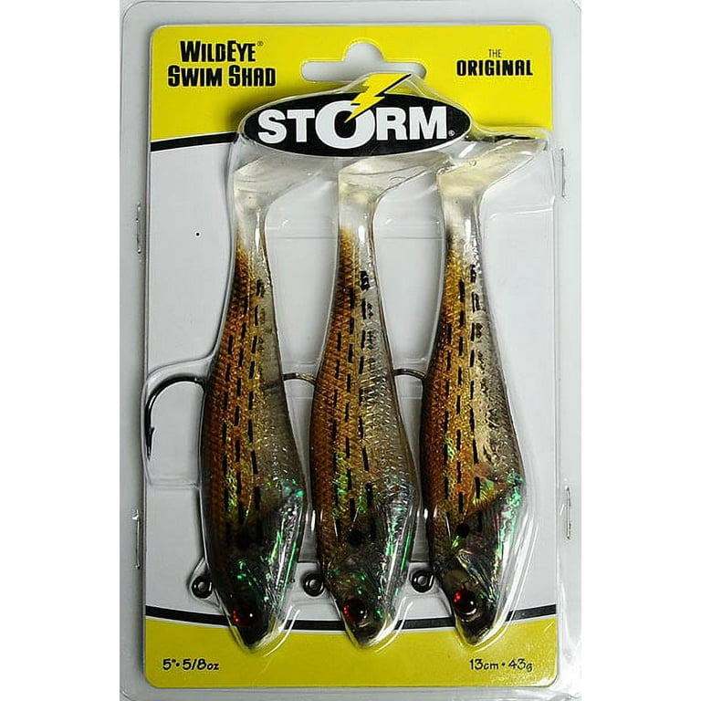 Storm Wild eye Swimshad 5”* *Price - 605₹* Length 13 cm 5” Weight - 43g 3  pcs pack • Life-like Pattern And Action In a Soft Pla