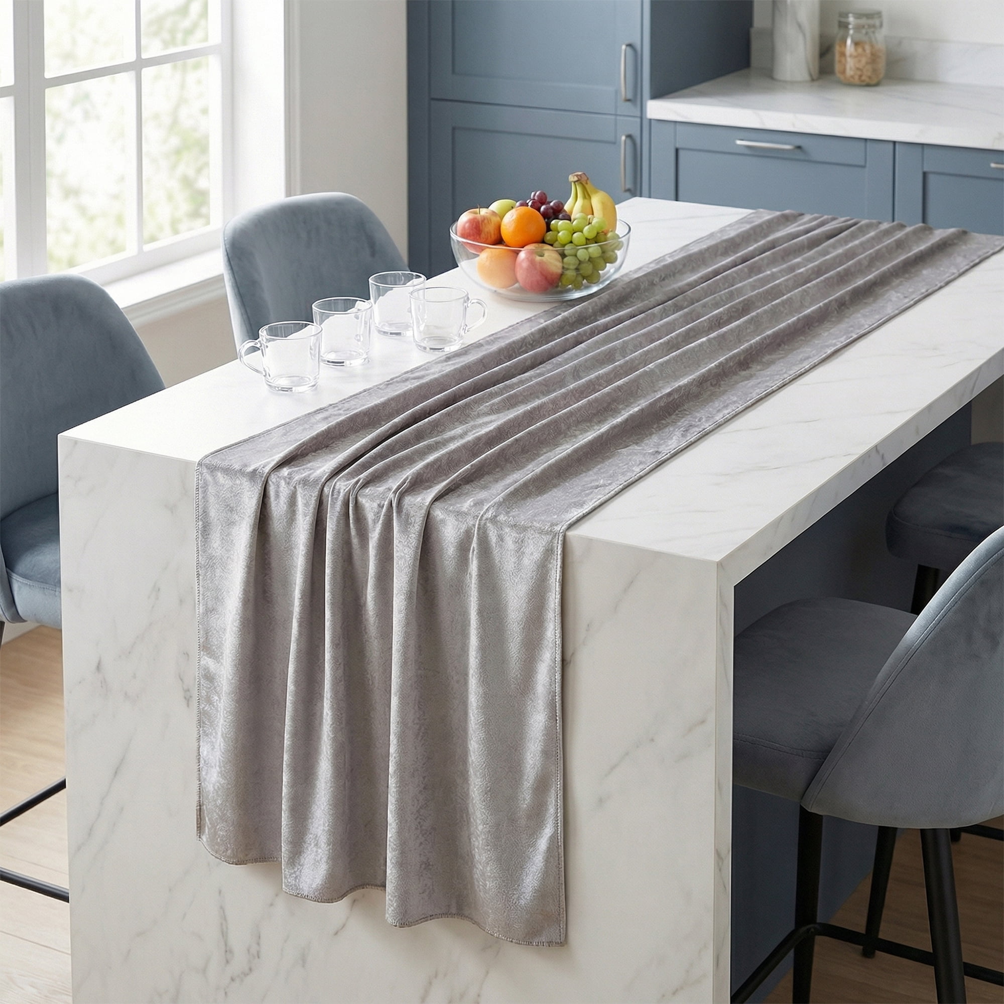 Unique Bargains Birthday Decorations Long Polyester Kitchen Runner Gray 27.6x118.1in