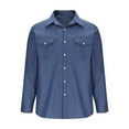 thumbnail image 4 of YLSDY Mens Vintage Denim Shirt Dressy Casual Long Sleeve Button Down Lapel Jean Top Work Business Shirts with Chest Pockets Blue XXXL, 4 of 5