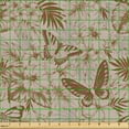 thumbnail image 2 of Ambesonne Boho Butterfly Fabric by the Yard Upholstery, Flowers Moths Leaves, 1 Yard, Pale Sepia Umber and Grey, 2 of 5