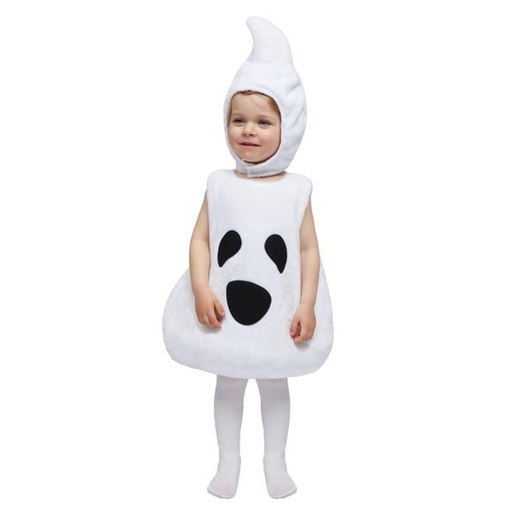 Joyfy Halloween Ghost Costume Toddler, My First Halloween Ghost Costume with Boo Hood for Infants, Cute Unisex Trick or Treat Romper for Baby Boys Girls
