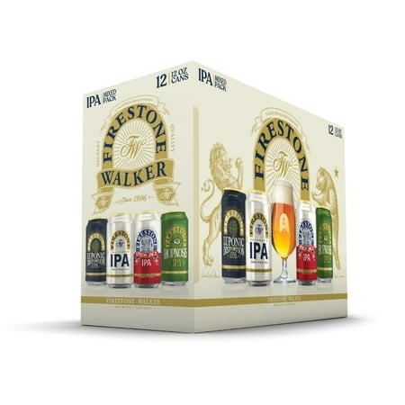 Firestone Walker West Coast IPA Mixed Craft Beer Pack, 12 Pack, 12 fl oz Cans, 6% ABV