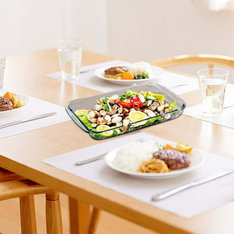 spoon sets for kitchen fiestaware set stainless steel dining table 7.4inch 12inch Rectangular Glass Baking Dish With Gray Lid 3.08pt 1.7L Walmart