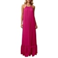 thumbnail image 3 of DGMIOCS Women's Backless Sleeveless Maxi Dress Oversized Duster Coat Style Long Dress with Spaghetti Straps for Everyday Versatile Wardrobe Hot Pink XXL, 3 of 7