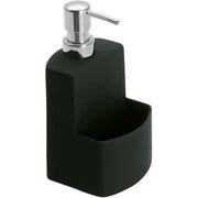 HUACA Dishwashing liquid dispenser, sponge holder dishwashing liquid dispenser, Festival, black, 380 ml capacity, 10 x 18 x 10 cm