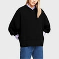 thumbnail image 6 of REUFTI Ladies' Fashionable Loose Casual Solid Color Patchwork Round Neck Long Sleeved Hooded Sweatshirt,Sweatshirts For Women,Winter And Autumn Hoodies,Essentials Hoodie,Soft Fabric,Comfortable, 6 of 7