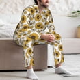 thumbnail image 7 of Naloa Sunflowers and Bees Men’s Pajamas Set - Long Sleeve Button Down Sleep Shirt and Pajama Bottoms Sleepwear Set-Large, 7 of 7