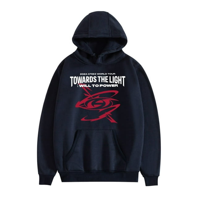 ATEEZ Double Sided Pattern Comfort Hoodies For Unisex Tracksuit Pullover Fans,L,Navy blue